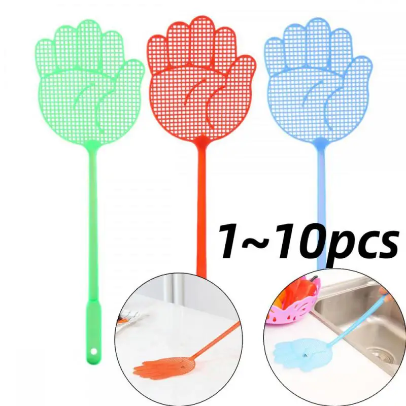 1~10PCS Fly Swatters Cute Palm Pattern Plastic Flyswatters Mosquito Pest Control Insect Killer Home Kitchen Accessories Random