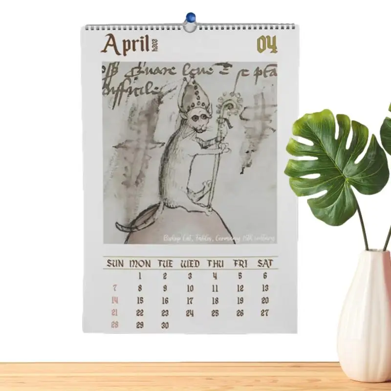 Monthly Cat Wall Calendar 2024 Ugly Medieval Cat Calendar Organizer Year Round Ugly Cat Calendar From Jan 2024 To Dec 2024 For