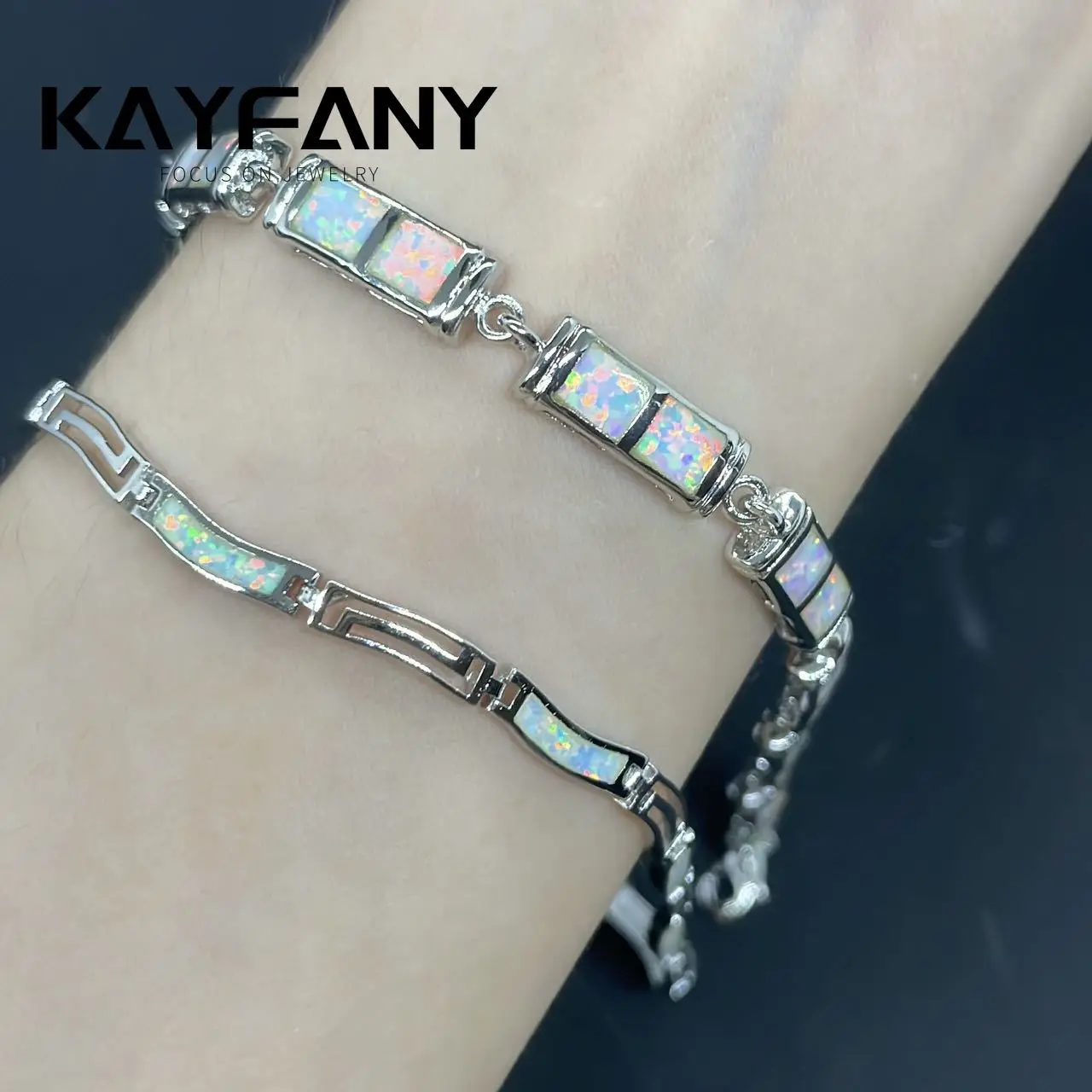 

Kayfany 2022 Classic Fashion Jewelry 925 Sterling Silver Faux Opal Bracelet Women's Party Gifts 21cm Length