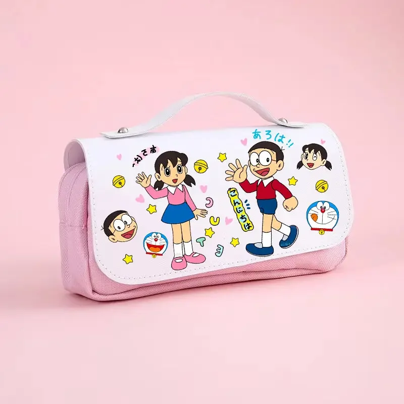 Tas pensil kartun Doraemon, kantong Pensil kapasitas besar kreatif anak-anak, tas penyimpanan alat tulis multifungsi, tas hadiah untuk pelajar