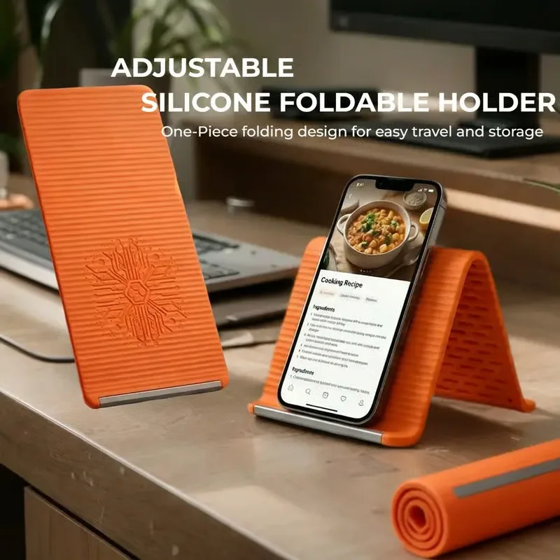 

Multi-Angle Silicone Phone Stand - Foldable Tablet Notebook Holder, Flexible Creative Lazy Bracket for Home Office Travel