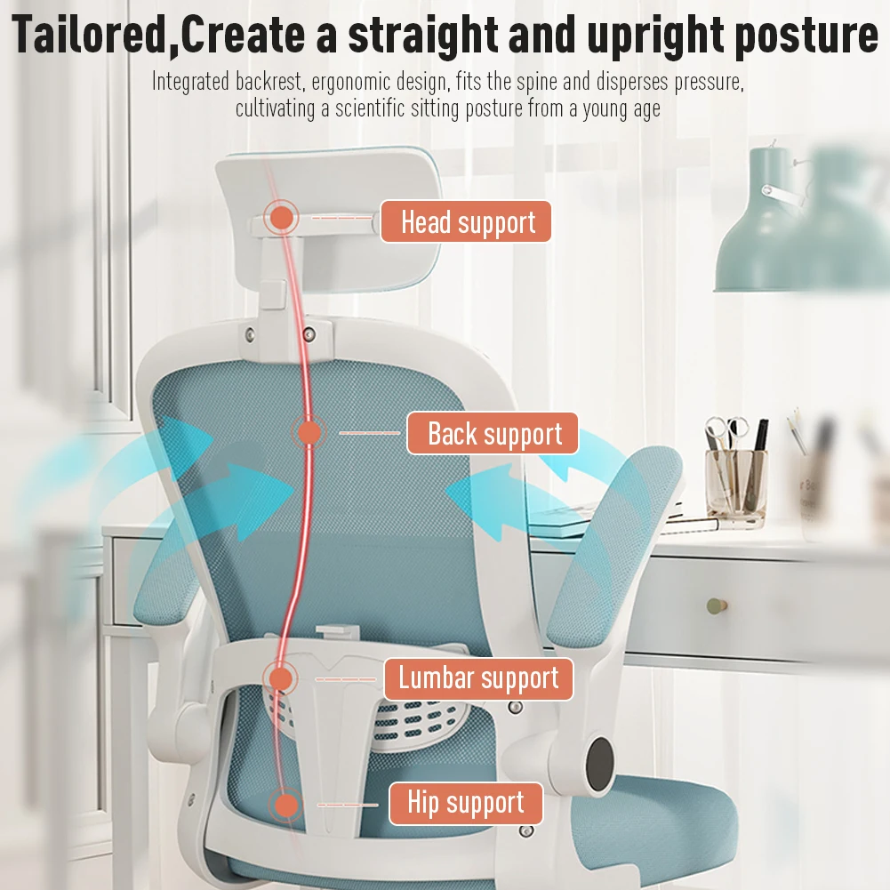 

Офисное кресло с подлокотниками на подголовнике, регулируемое по 90-125 °, удобная дышащая сетчатая мебель для дома и офиса для снятия усталости
