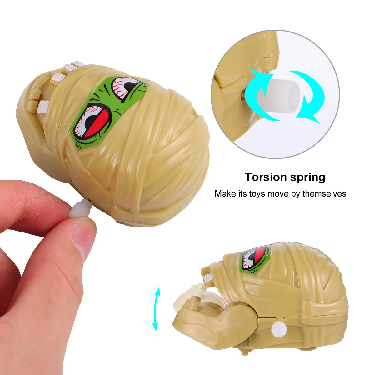 5Pcs Scary Mummy Halloween Wind Up Creepy Clockwork Pop-Up Decorative Sliding Motion Wind Up Toy Halloween Clockwork Toy