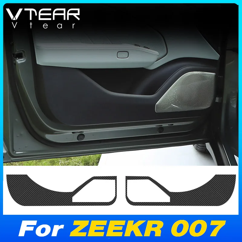 Vtear Carbon Fiber Car Door Glove Box Stickers Interior Anti-Kick Pad Cover Decoration Styling Accessories For ZEEKR 007 2024