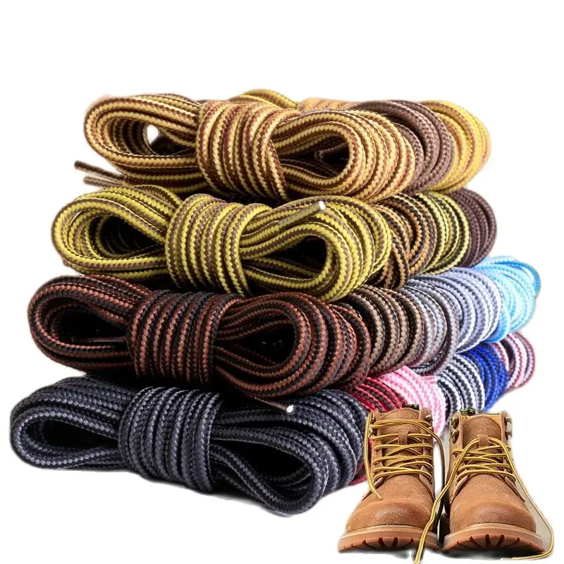 1 Pair Striped Double Color Shoelaces Round Cotton Shoe Laces Outdoor Boots and Sneakers Shoelace 18 Color 70CM 90CM 120CM 150CM