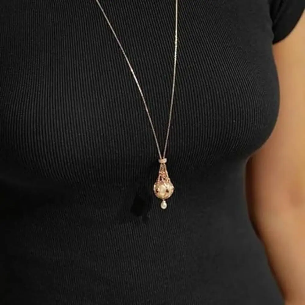Adjustable Pearl Gemstone Lavalier Pendant Interchangeable Metal Braided Mesh Necklac Jewelry Gifts