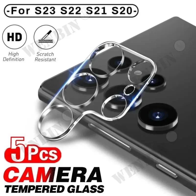 Vidrio Protector de cámara 3D para Samsung S24 Ultra Plus, S23, S22, S23 FE, película protectora de lente para Samsung A54, A34, A14, A15, 5 unidades