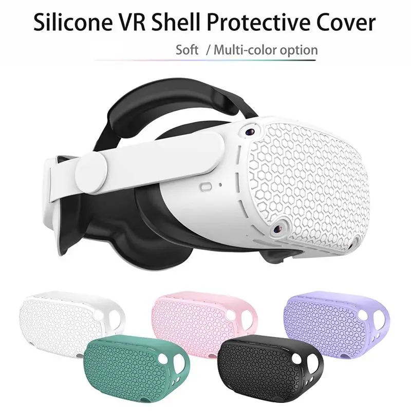 

For Oculus Quest2 VR Host Protective Cover Non-Slip Silicone Protective Cover VR Glasses Head Cover,Rain Fog White
