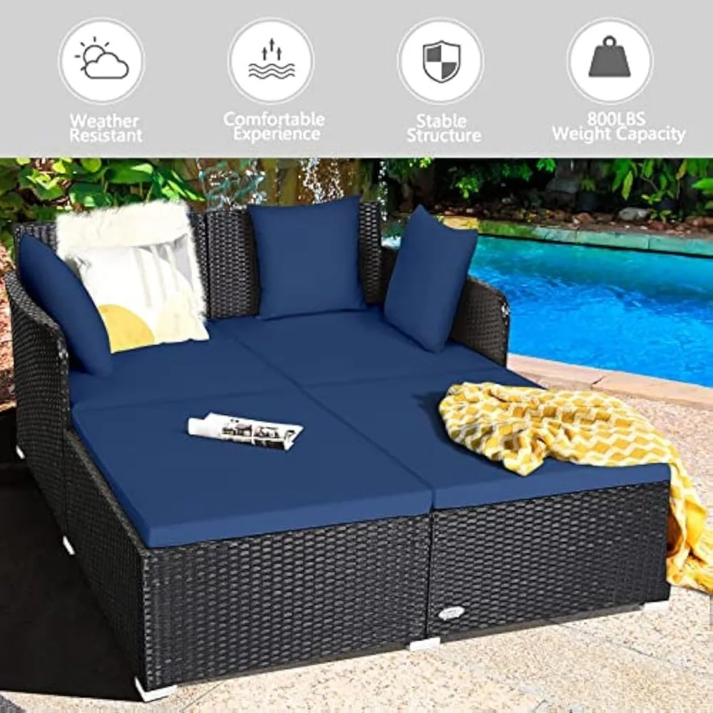 Rattan Daybed, Navy