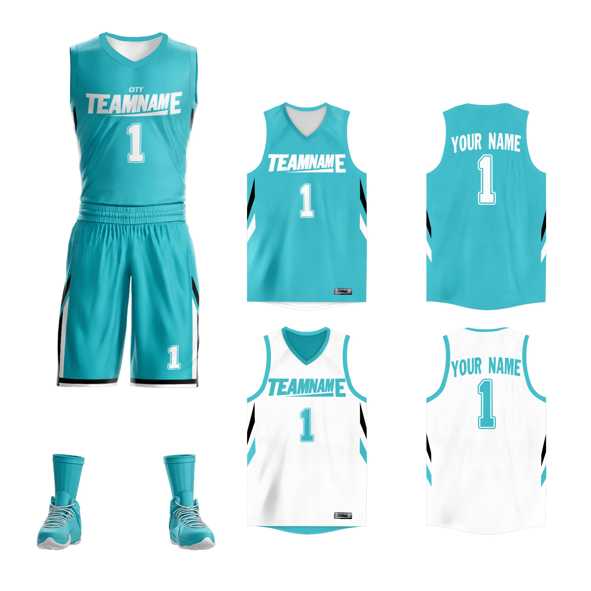 Custom New Reversible Basketball Set Uniforms Kits Sports Clothes Double-side Basketball Jerseys Training Suits