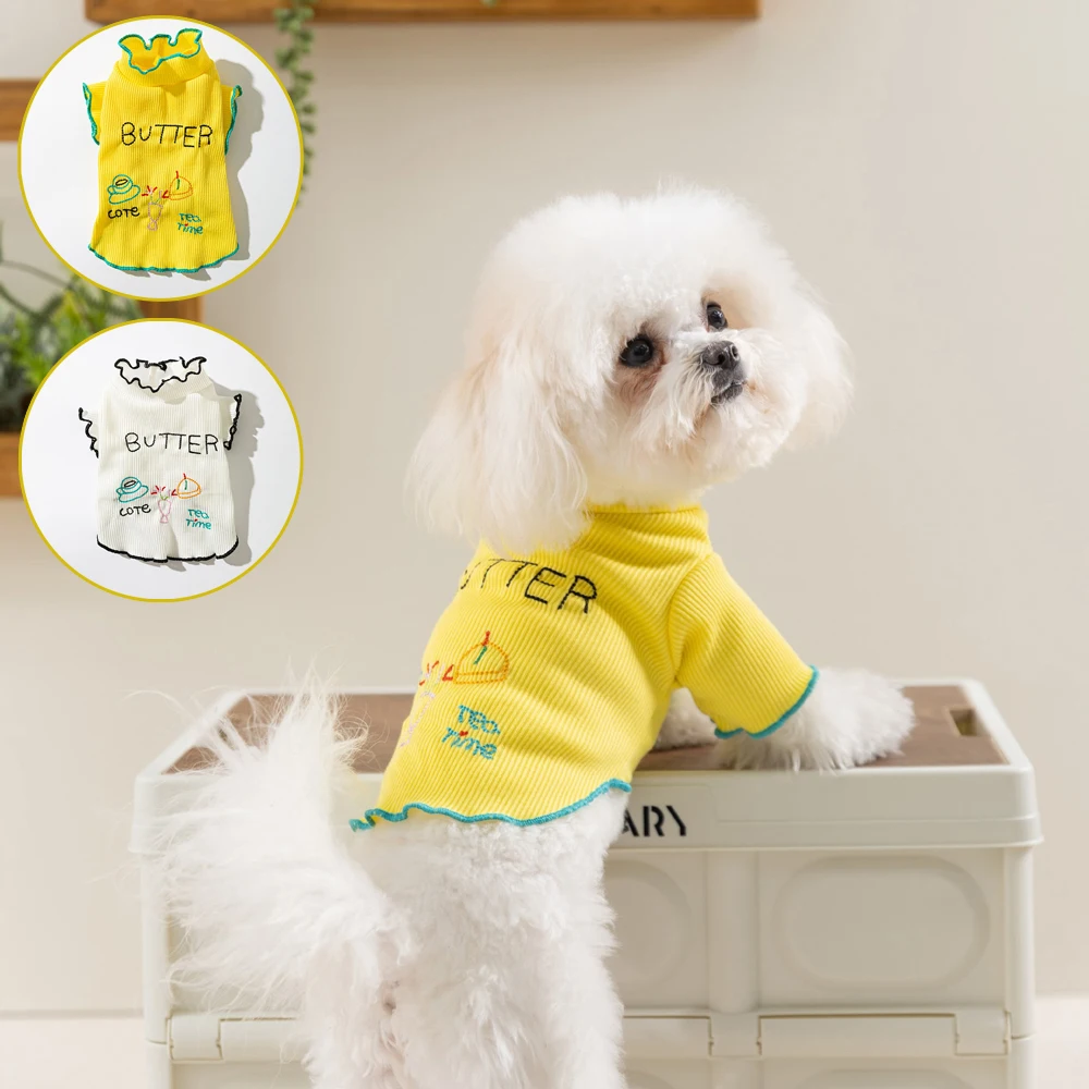 Breathable Pet Dog Sleeveless Shirt Thin Small Cat Vest Fashion Print Small Dog Sweatshirts Cute Puppy Clothes