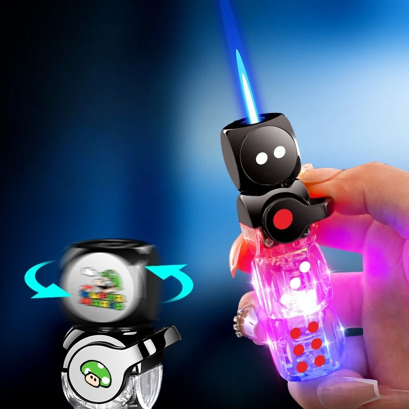 Metal + Plastic Luminous Gyro Spinning Dice Trendy Play Exquisite and Durable Small and Slim Windproof Inflatable Lighter