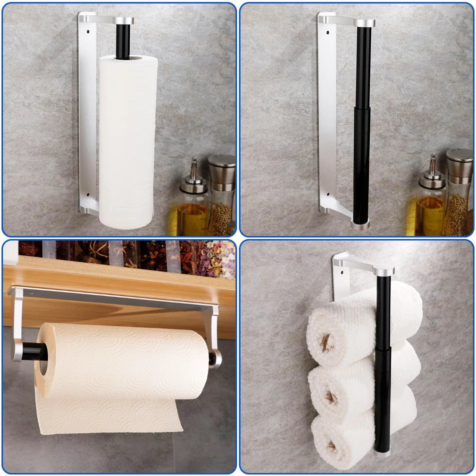 Toilet Paper Holder Adhesive Kitchen Bathroom Aluminum Matt Gold Black Sliver Stand WC Paper Towel Hanger Rack Tissue Roll Shelf