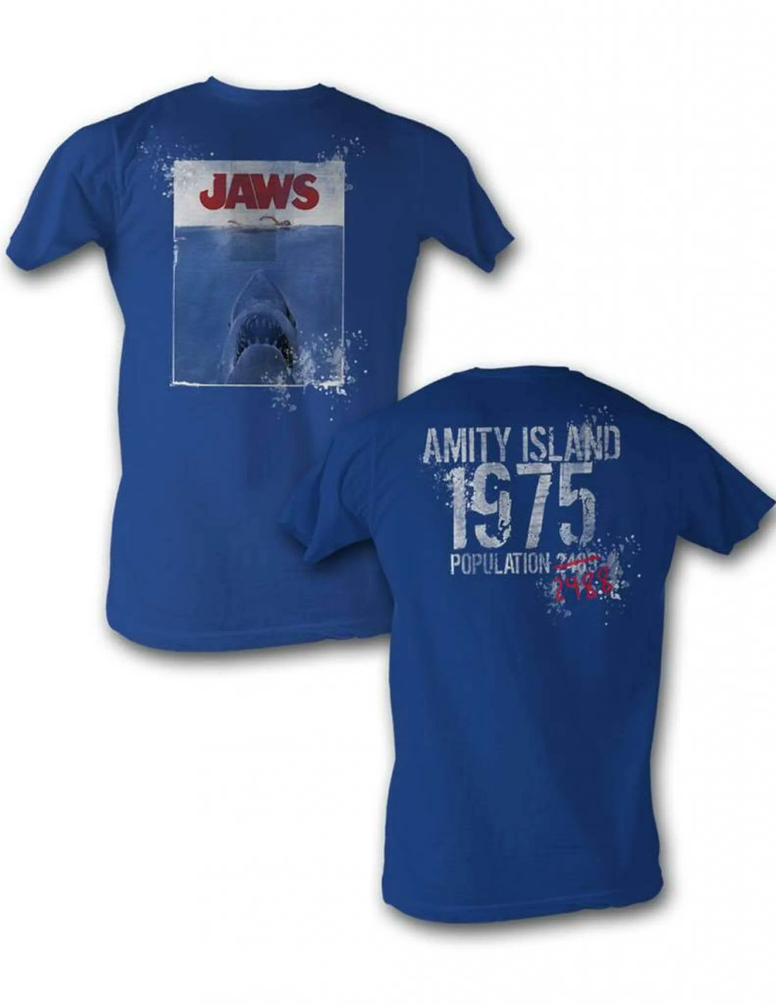 Jaws 1975 Royal Adult T Shirt