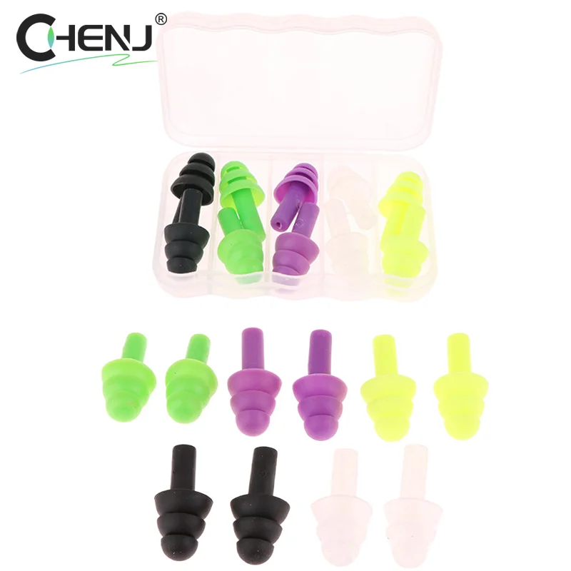 5 Pairs Soft Anti-Noise Ear Plug Waterproof Swimming Silicone Swim Earplugs For Adult Children Swimmers Diving