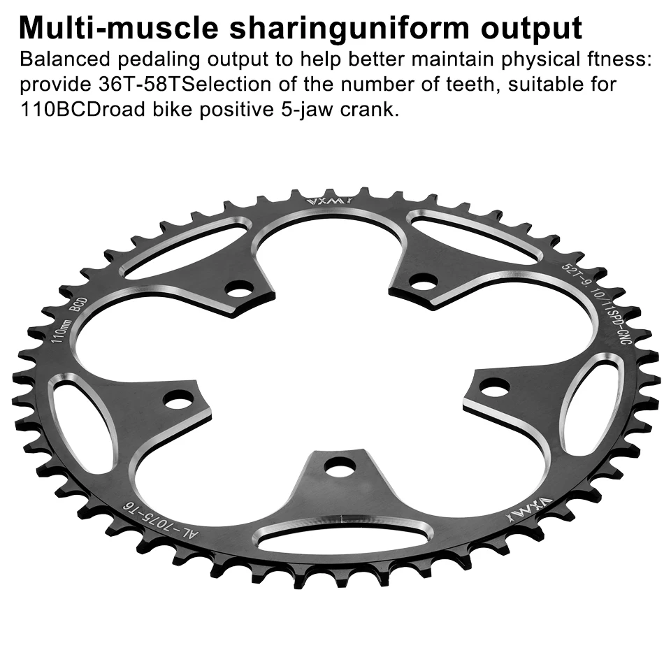 VXM 110BCD Road Bike Narrow Wide Chainring 36T-58T Bike Chainwheel For shimano sram Bicycle crank Accessories with 5 Disc Screws