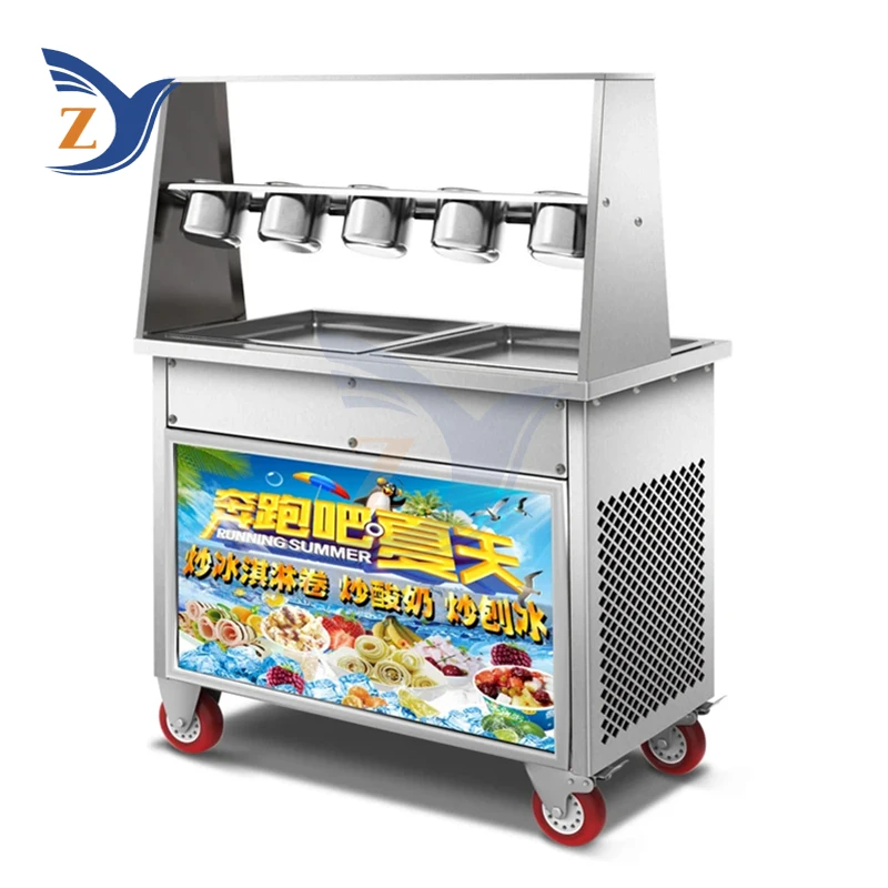 Ice Frying Machine Fried Ice-Cream Roll 220V 110V Deep Thick Cut Commercial Freeze Fruit Yogurt Maker