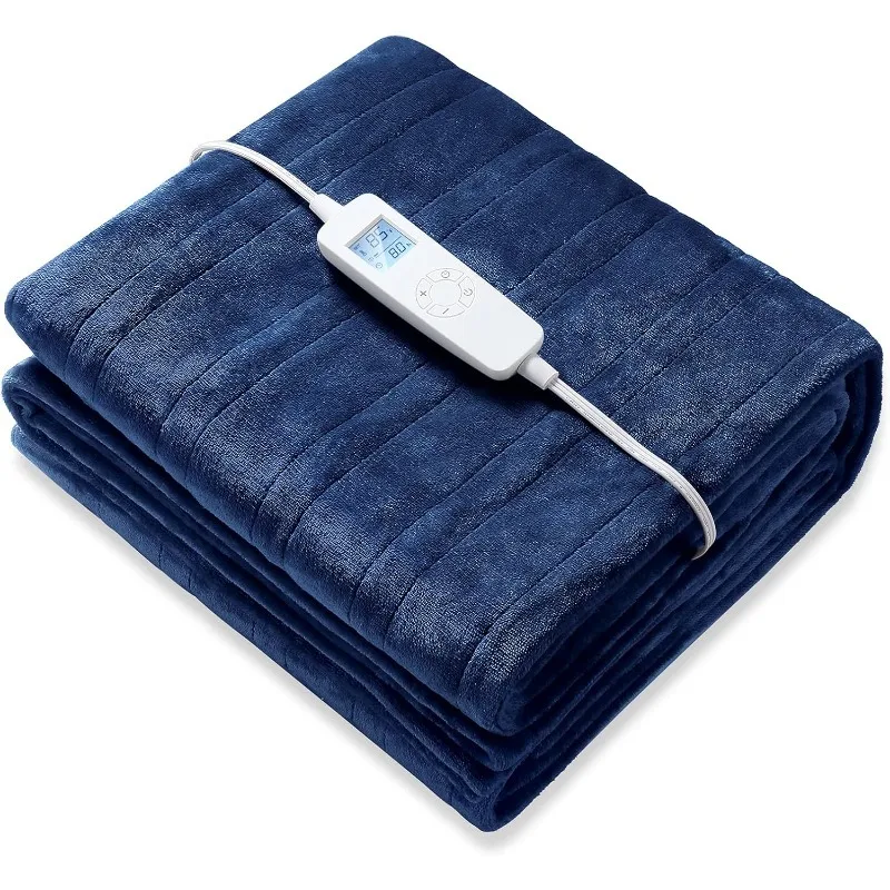 6 Speed Fast Heating and Machine Washable, Warm Soft Flannel Bed Sofa Blanket, 8 Hours Automatic Turn Off Overheating Protection