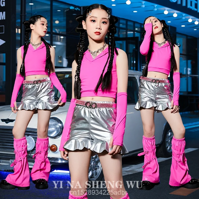 

Групповые джазовые костюмы, женская одежда в стиле хип-хоп для девочек, розовая красная одежда для уличных танцев, молодежная одежда для подиума, Kpop