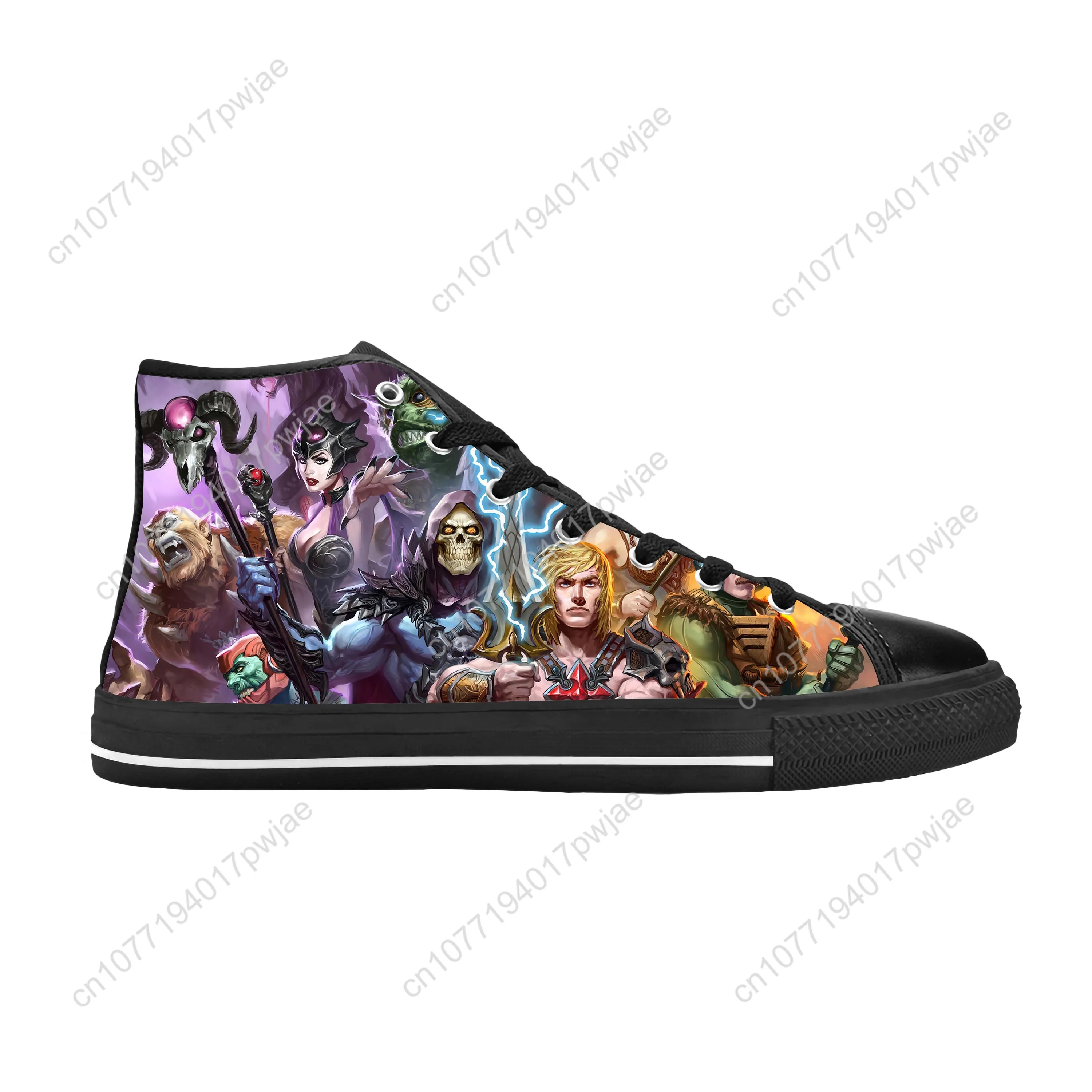 Sepatu sneaker pria wanita, sepatu pria wanita motif 3D nyaman bersirkulasi, sepatu atasan tinggi, sepatu kain kasual Skeleton, sepatu Master Of The Universe