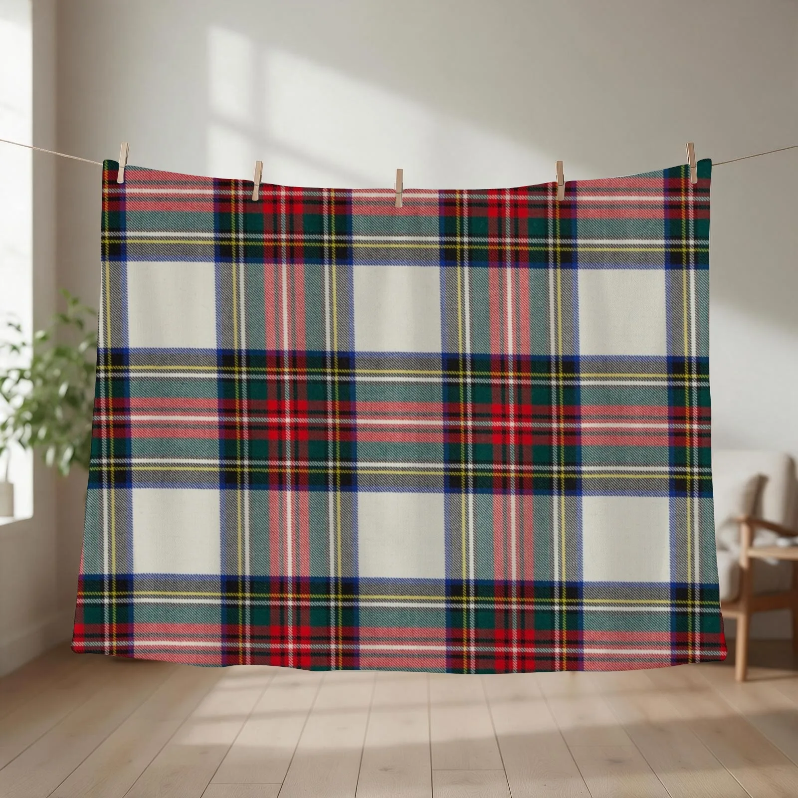 Stewart Dress Scottish Tartan Throw Blanket couch cozy soft plush fuzzy picnic outdoor blanket