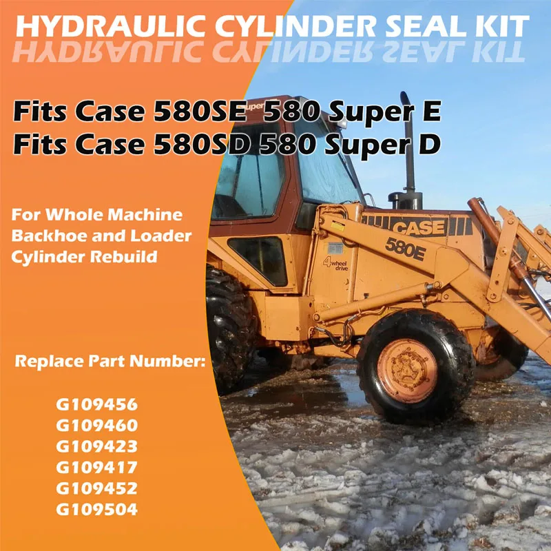 Backhoe Hydraulic Cylinder Seal Kit, Includes Boom/Swing/Stabilizer/Dipper/Backhoe Bucket/Loader Lift Fits Case 580E 580SE 580SD