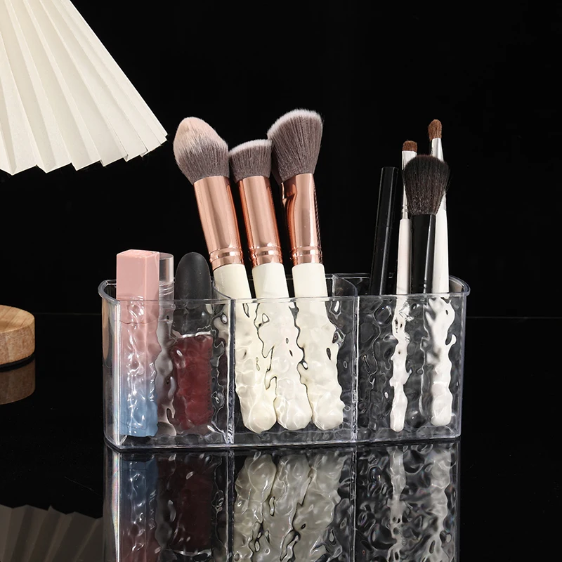 Water Ripple Clear Acrylic Makeup Brush Holder Desk Cosmetic Organiser Lipstick Storage Eyeliner Pen Foundation Storage Holder