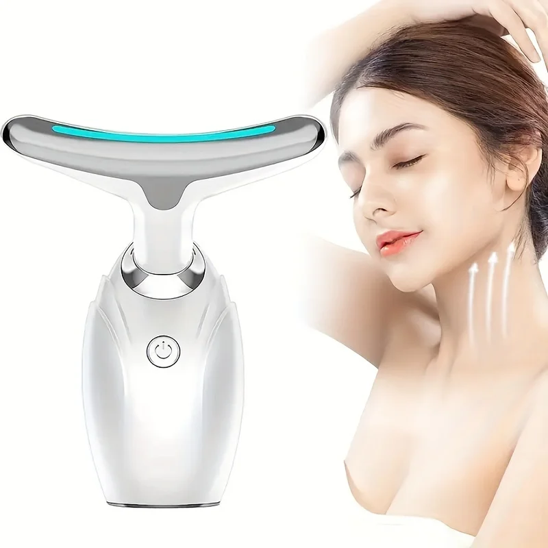 3-Color LED Face & Neck Massager - Advanced Skin Care Tool with Hot Compress - Rejuvenates and Relaxes - Perfect Gift for Women,