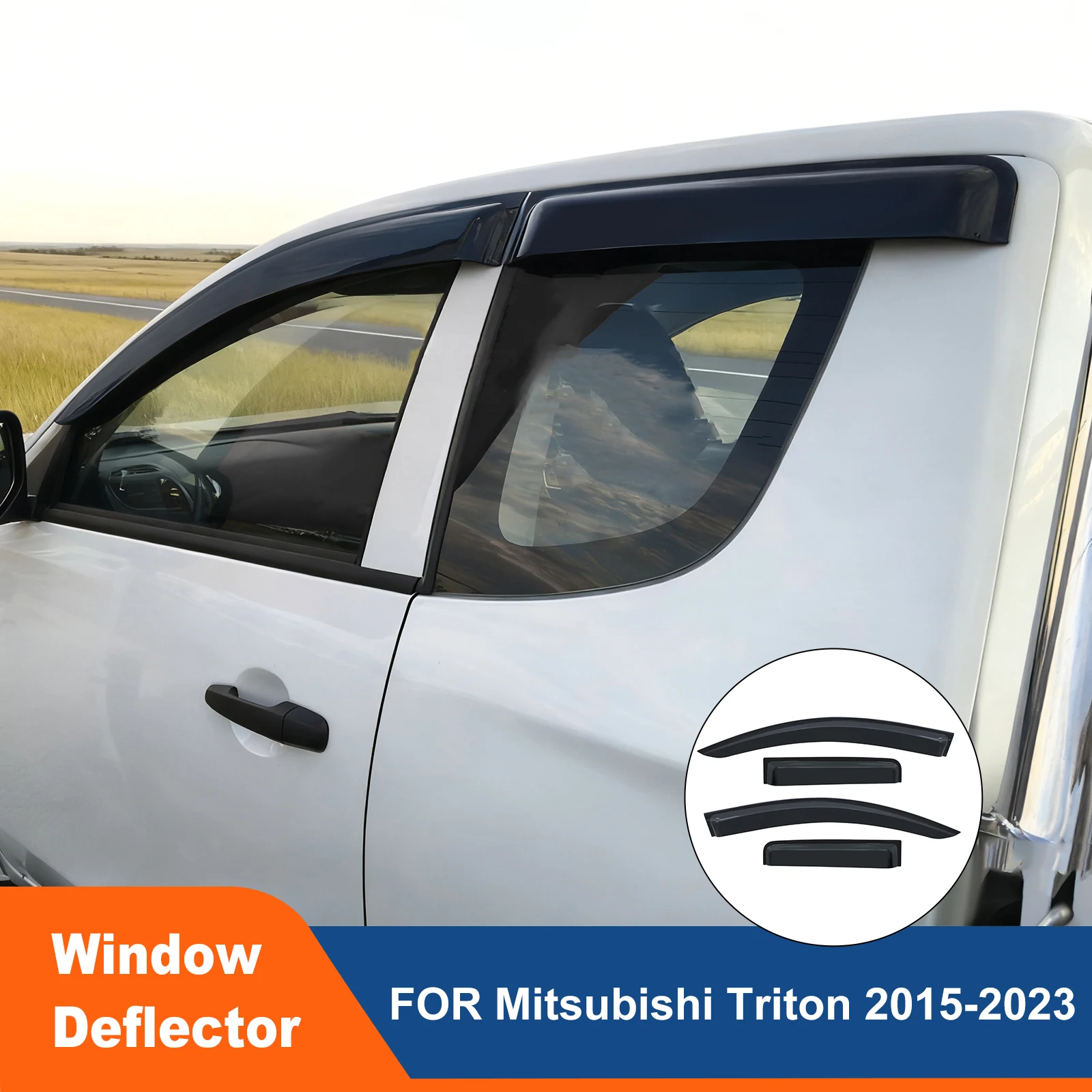 

Door Window Vent Visor Sun Rain Guards For Mitsubishi L200 Triton 2015-2023 Wind Deflector Weathershield Extra Cab Accessories