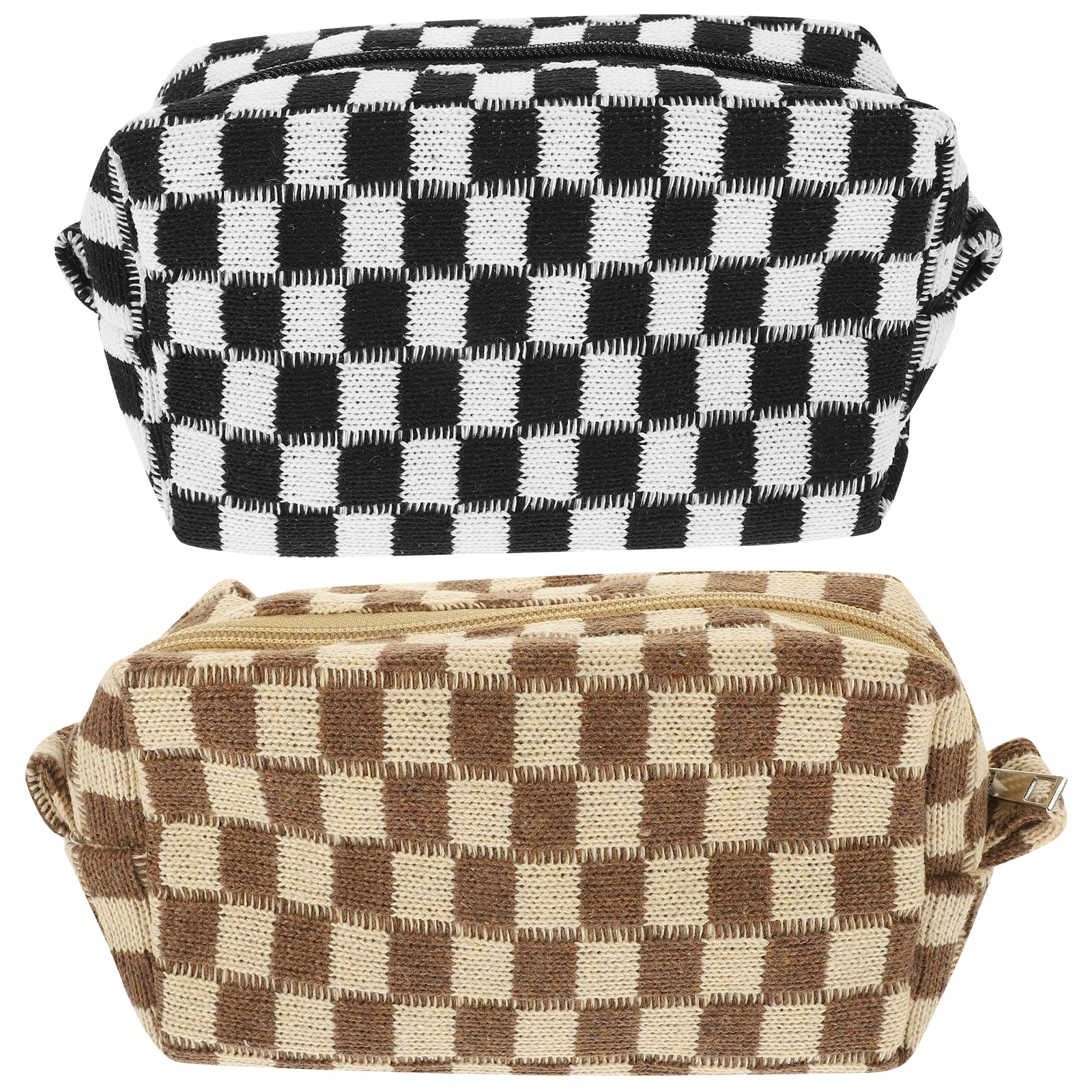 

2pcs Checkerboard Bag Pink Travel Makeup Toiletry Bags Large Capacity ganzier Safe Durable Storage Pouch