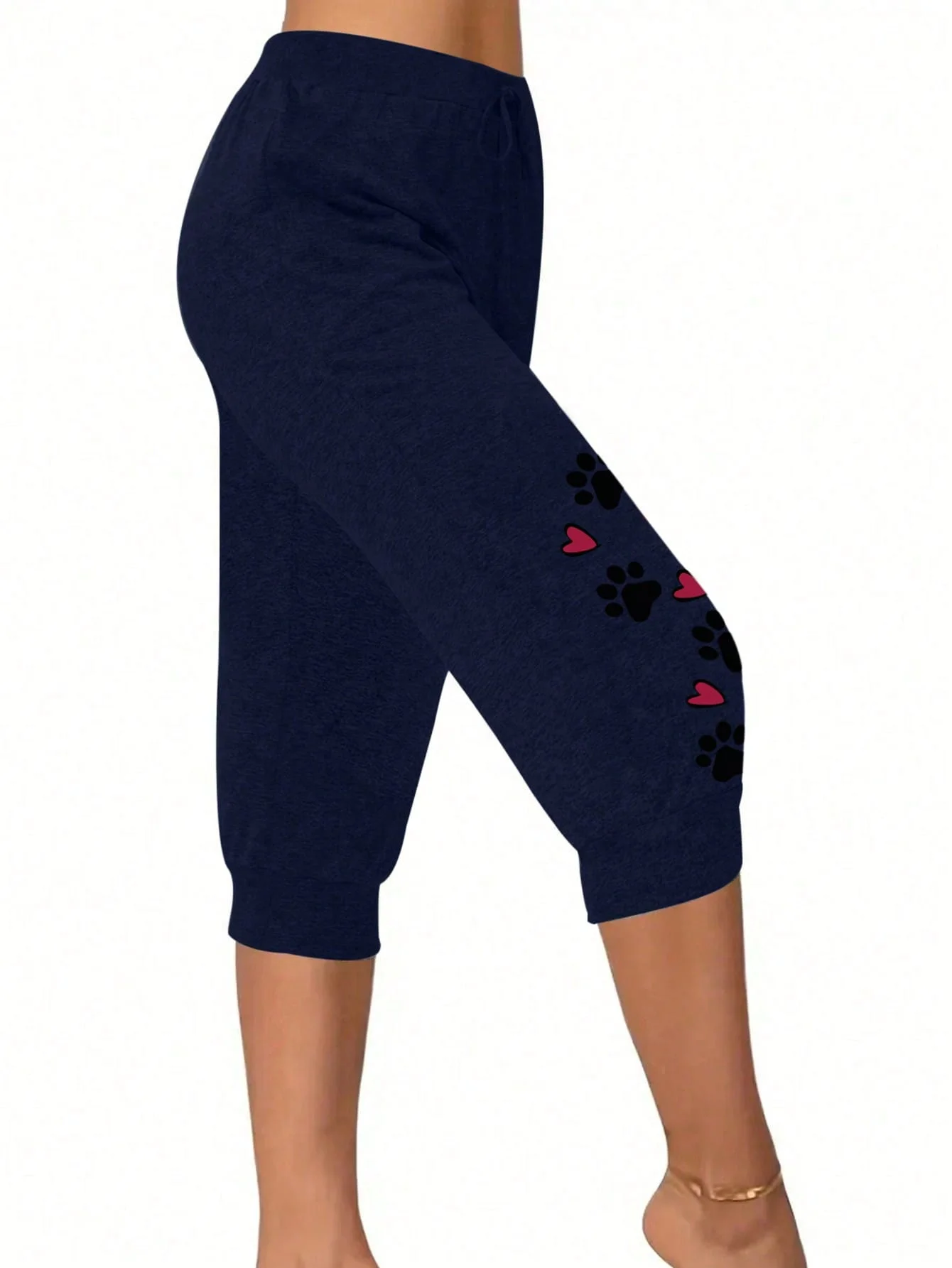 AliExpress Europäische und amerikanische grenzüberschreitende Sommer neue bedruckte, elastische Taille, Taschenbindung, kurze Hose