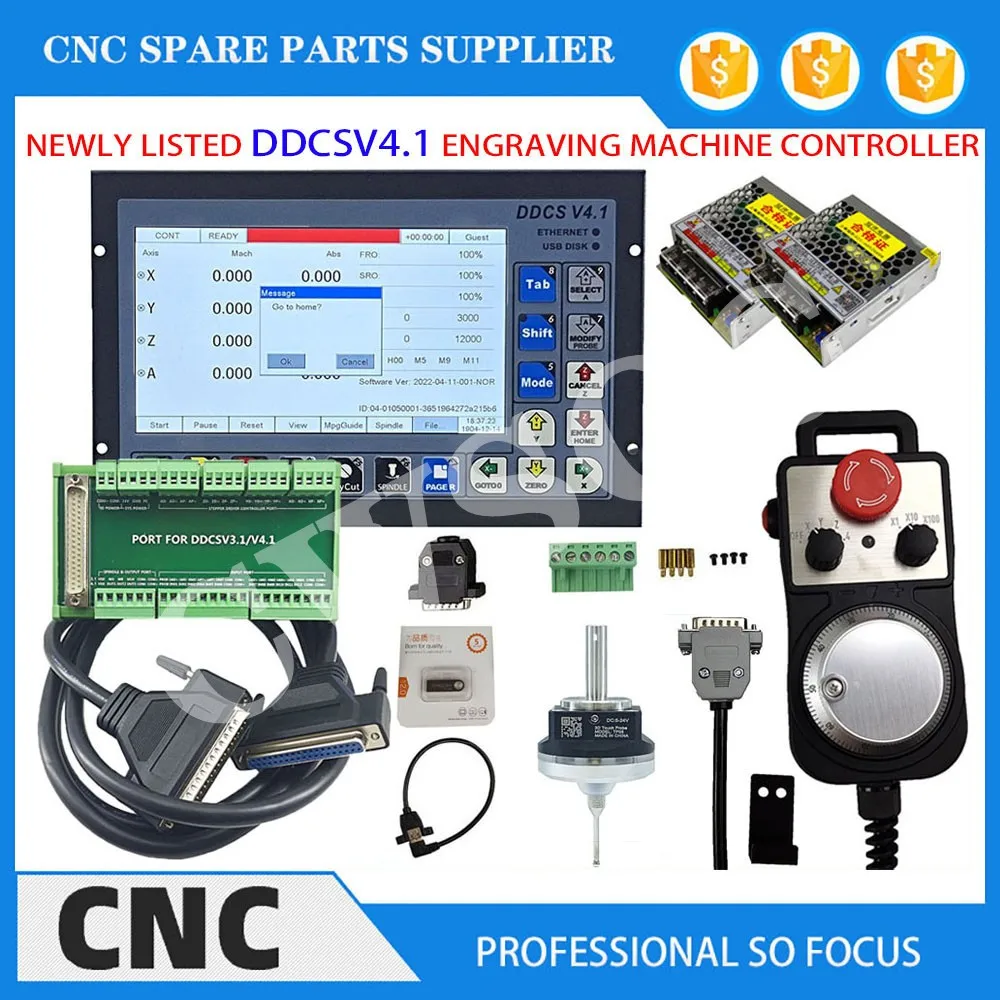 New DDCSV4.1 CNC controller kit 3-axis 4-axis offline motion system 3D edge finder angle knife switching power supply 75W24V