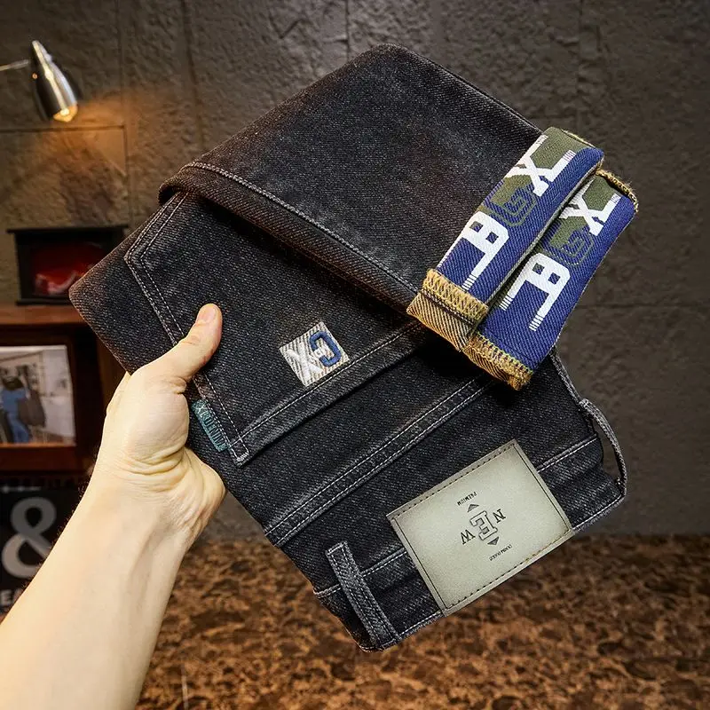 26 New Men's Jeans Slim Fit With Embroidered Patterns on Small Feet High-quality Pants With Multiple Styles to Choose From