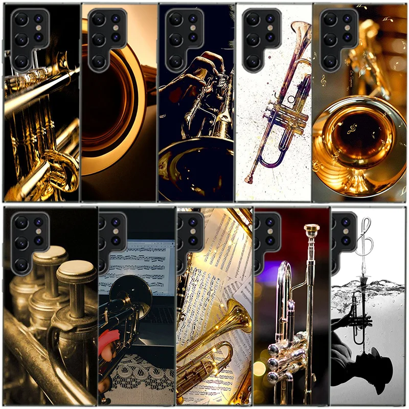 Brass Instruments Clear Phone Case For Samsung Galaxy S20 S21 S23 FE S22 Plus S24 Ultra S10 S10E S9 S8 Soft Back Cover