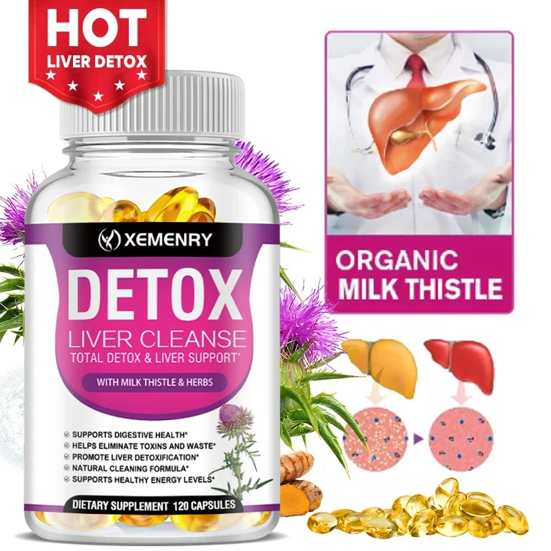 Milk Thistle Extract Capsules Detox Cleansing Liver Support and Repair Formula Aids Digestion and Elimination of Toxins Non-GMO