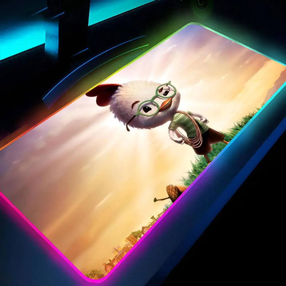 Chicken Little Mouse Pad Gamer RGB Deskmat Keyboard Mat Gaming Laptops LED Mousepad Desk Protector Anime Mause Mats