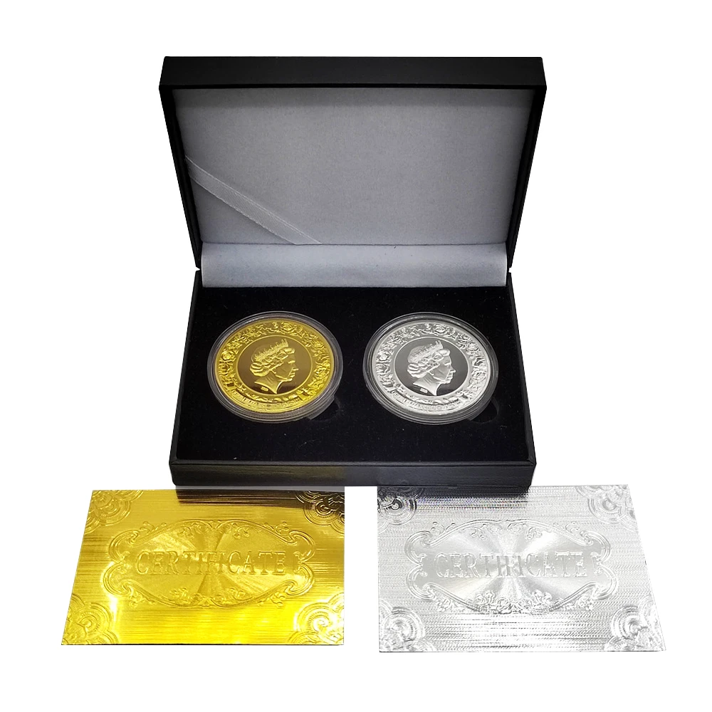 Queen Elizabeth II Of England Sliver and Gold Coin dedicate Relief pattern with case 1926-2022 Commemorate Coin