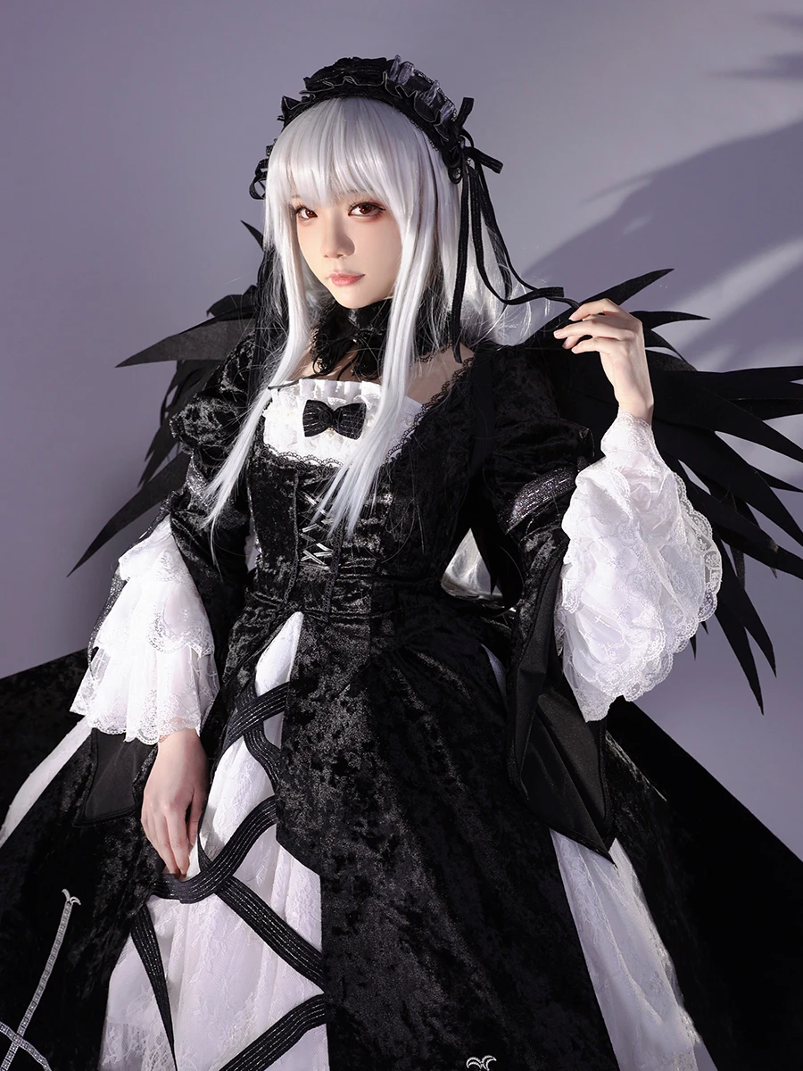 COSMART – magnifique robe de soirée gothique pour femmes, tenue de fête d'halloween, Costume de Cosplay Lolita, Rozen Maiden Suigintou, nouvelle collection