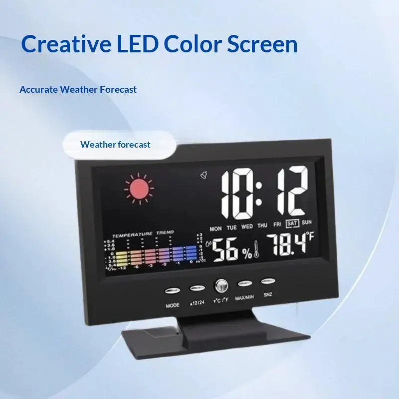 1 Set Thermometer Hygrometer Calendar Digital LCD Display Temperature And Humidity Meter Multi-functional Weather Station Clock