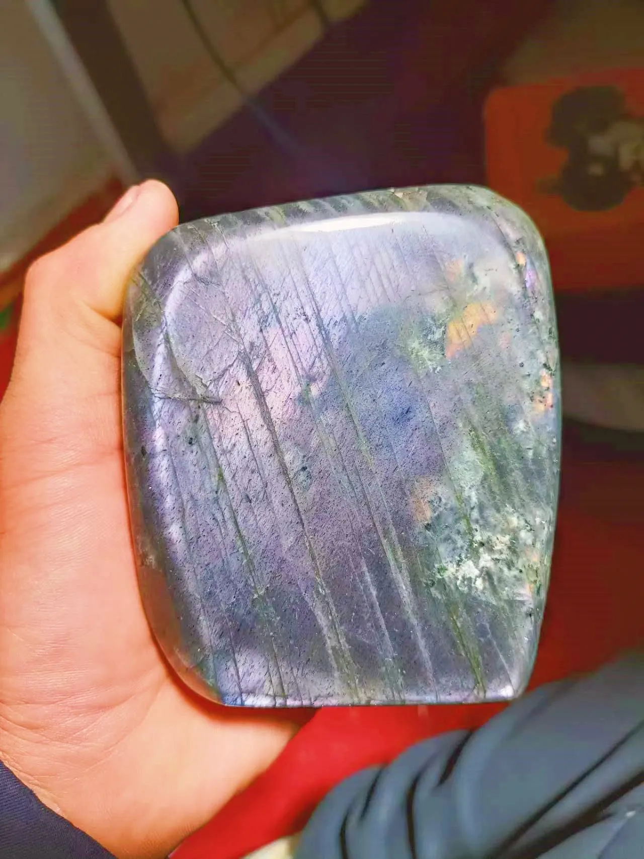 Large labradorstone with blue or yellow flash, natural crystal quartz polished gemstone, reiki healing, home decoration