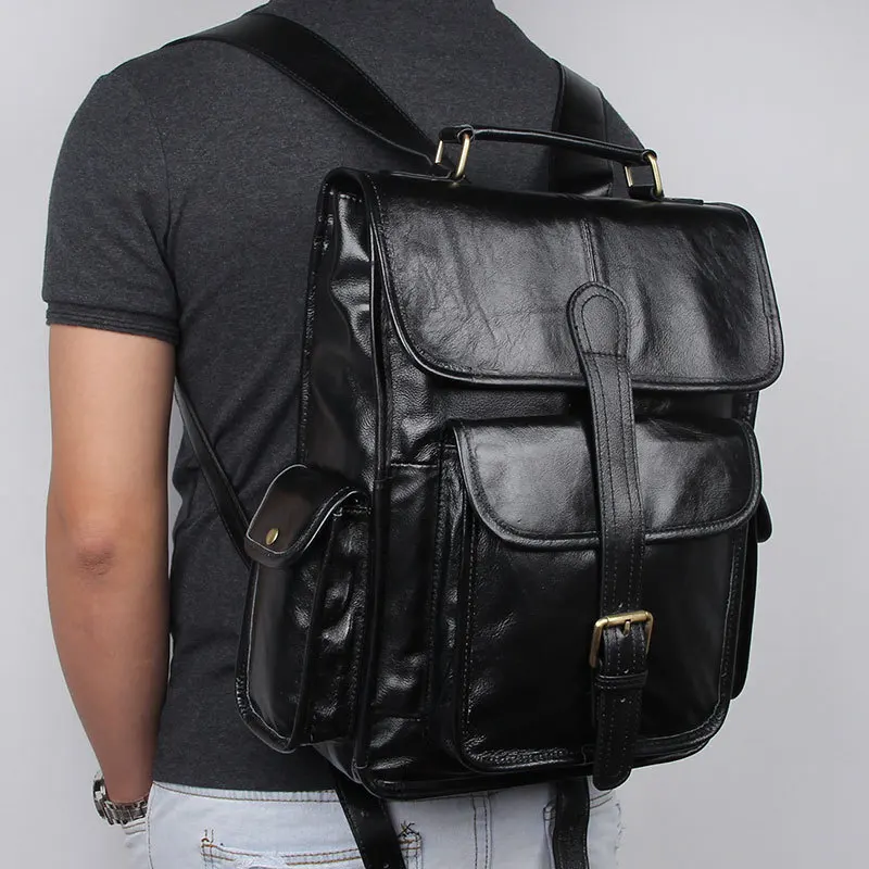 New Retro Men Backpack, Imported Top Grain Cowhide Vintage Distressed Leather 7283 Laptop Backpack
