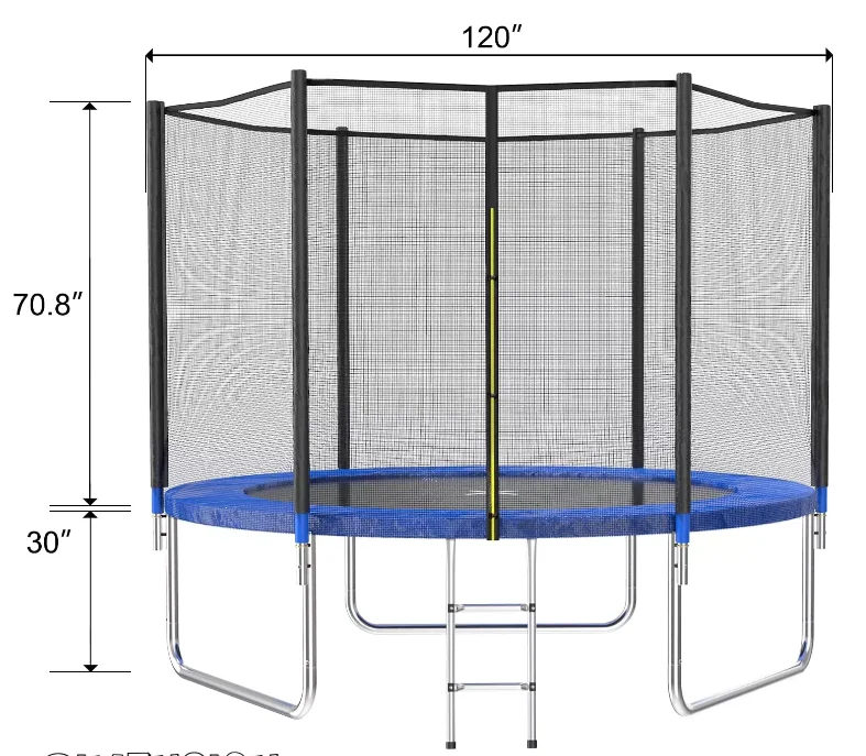 

Manufacturer's 10FT round Outdoor Trampoline with Safety Net Unisex Child and Adult Exercise Equipment for Boys and Girls