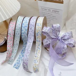5yards 25/40mm Pastoral Flower Printed Ribbon for DIY Hair Bows Clothing Sewing Supplies Gift Wrapping Craft Accessories Ribbon