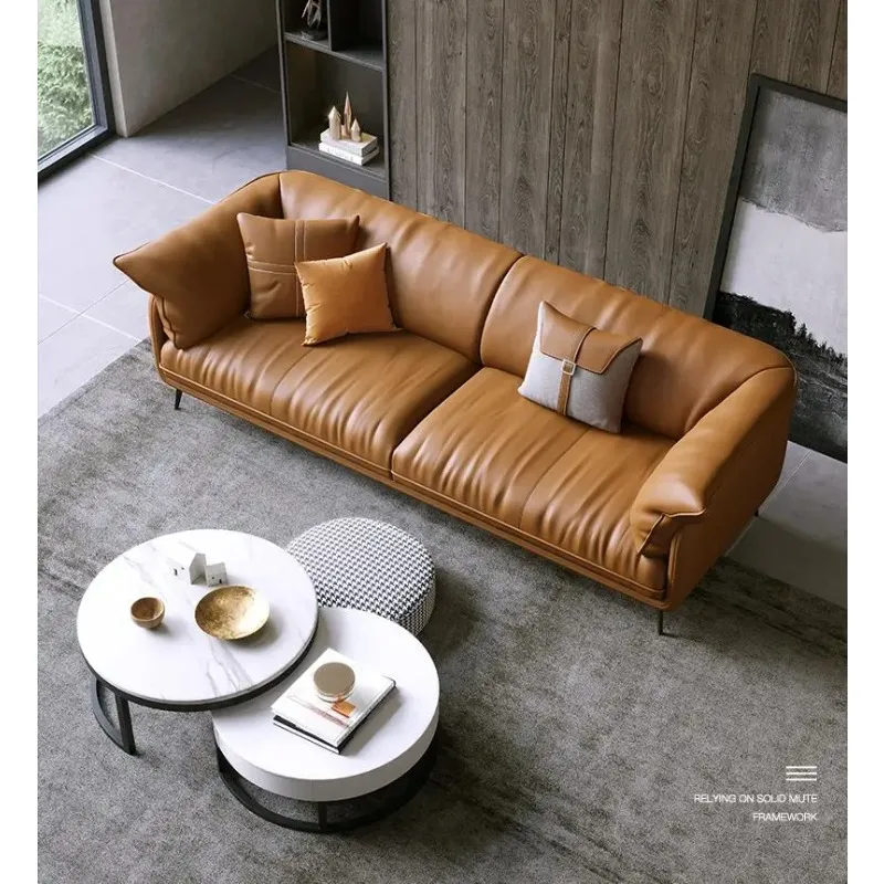 

Комплект мебели для гостиной: кожаный диван 1,8 м в современном минималистичном стиле, комбинация для квартиры, с возможностью выбора цвета