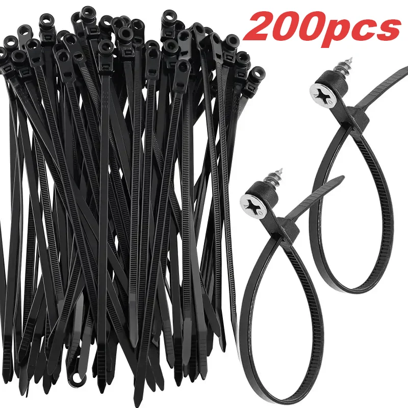 Creative Nylon Cable Ties with Screw Hole Mount Self Locking Loop Wrap Bundle Ties Strap DIY Office Cables Wire Fasten Organizer