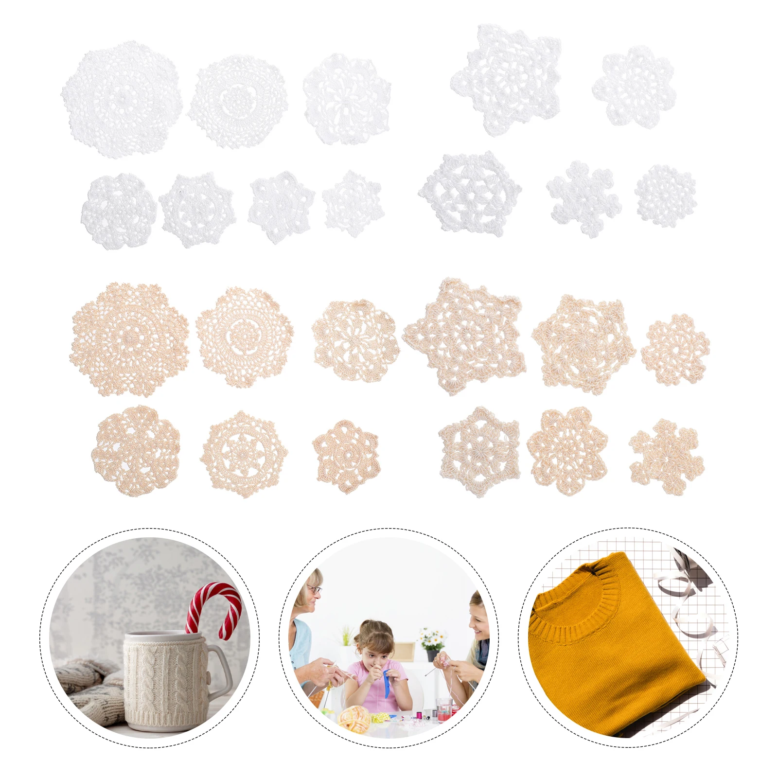 

24pcs Crochet Floral Applique Cotton Lace for Crafts DIY Accessories Flower Embellishments Handmade Projects Gift Wrapping