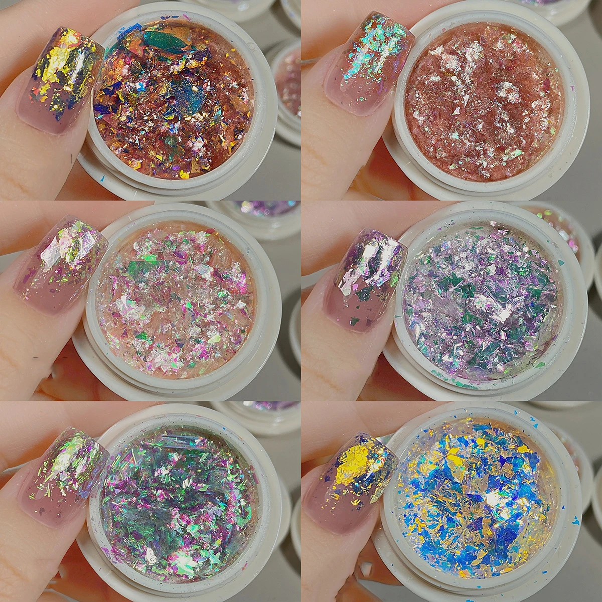 1Box Aurora Nail Art Opal Glitter Powder Sparkly Iridescent Irregular Sequins Ultra-Thin Chameleon Cloud Brocade Manicure Flakes