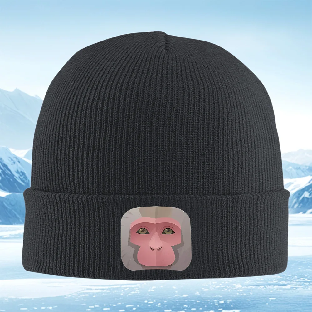 

Мавпа лицо мультфильм значок дизайн Мужчины Женщины Унисекс Вязаная шапка Шапка-пуловер Зимняя теплая теплая рождественская уличная велосипедная шапка H