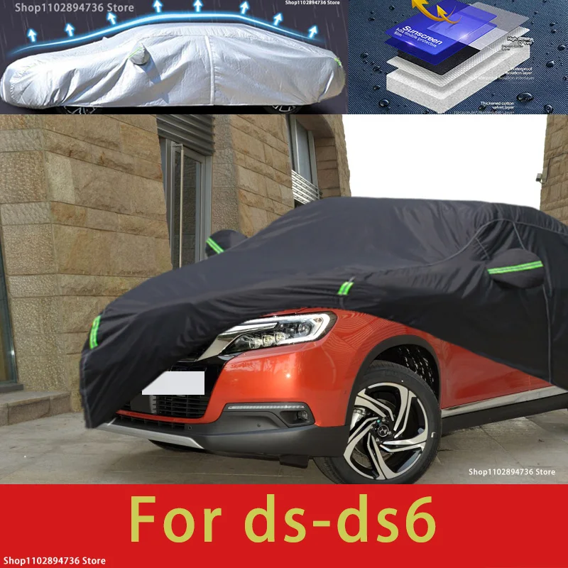 

For ds ds6 fit Outdoor Protection Full Car Covers Snow Cover Sunshade Waterproof Dustproof Exterior black car cover