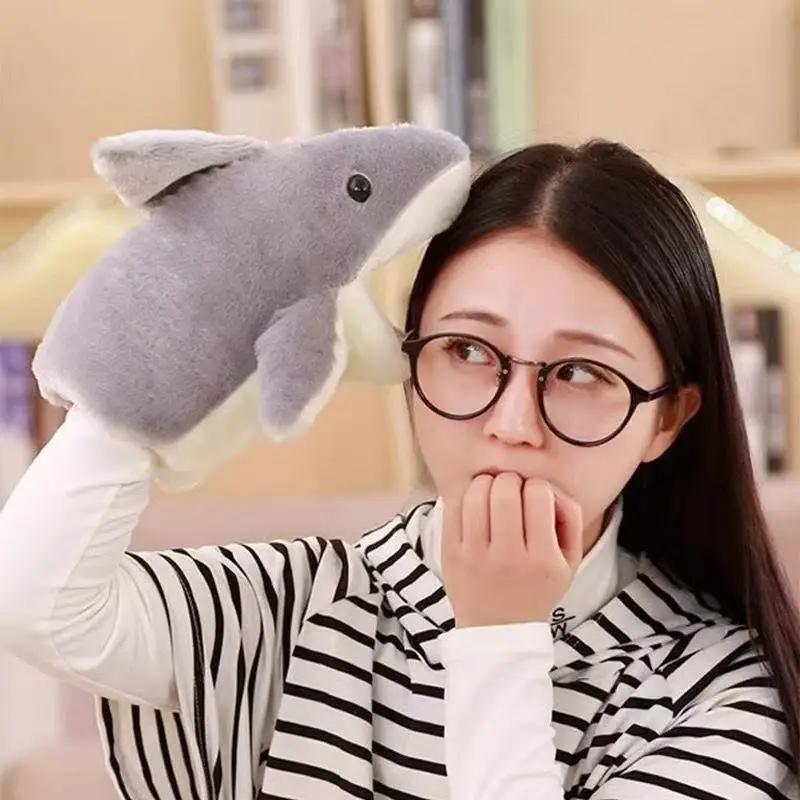 Animais de pelúcia brinquedos mão dedo fantoche kawaii bonecas brinquedos educativos do bebê aprendizagem & educação tubarão crianças presente